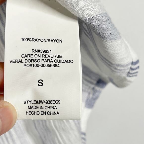 Altar'd State Small S Striped Off The Shoulder Embroidered Blouse Blue White - Picture 6 of 8